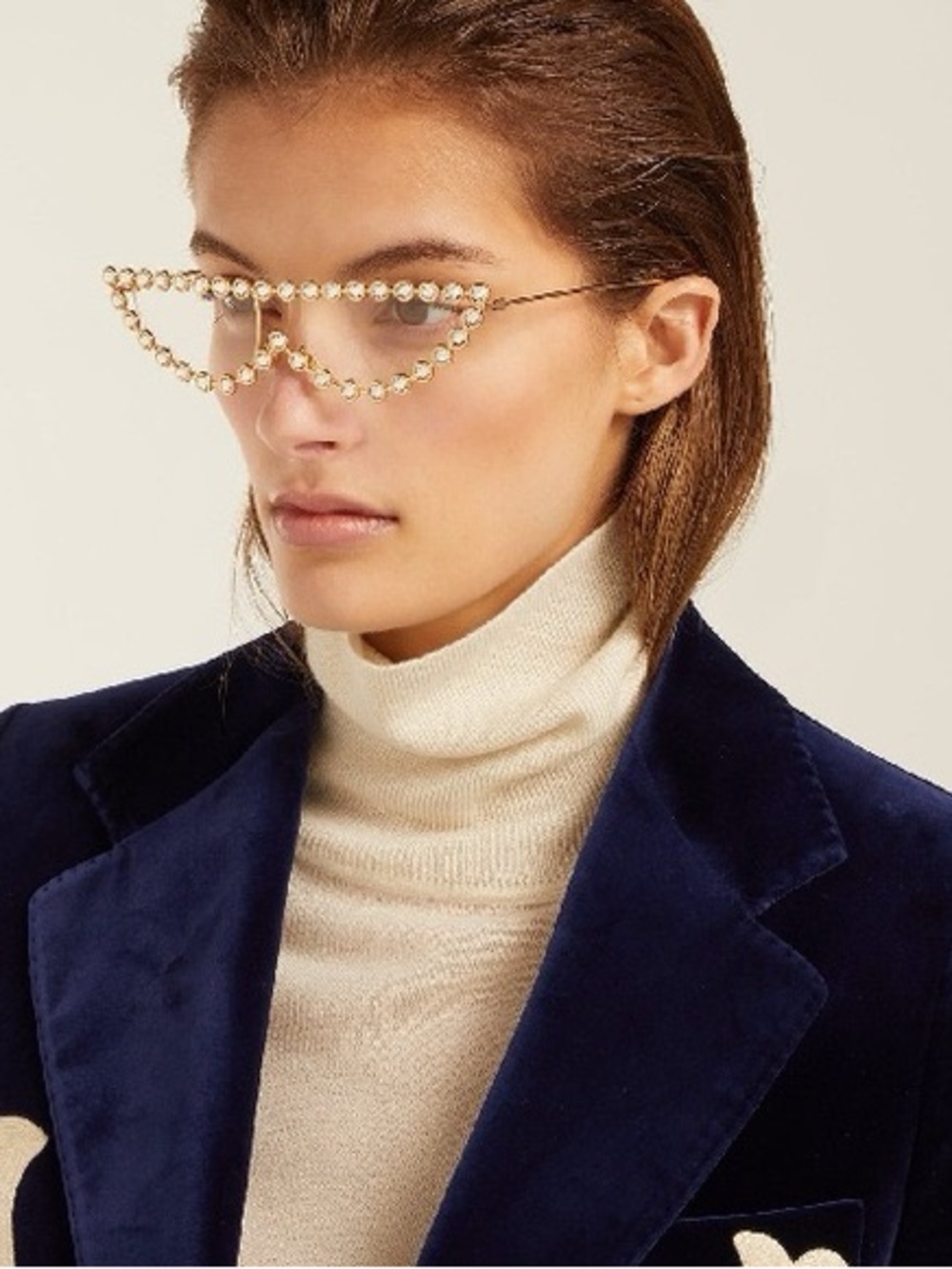 Gucci Gold Pearl  Cat-Eye Sunglasses
